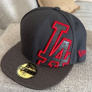 New Era red and grey LA Dodgers Cap with Red Embroidery